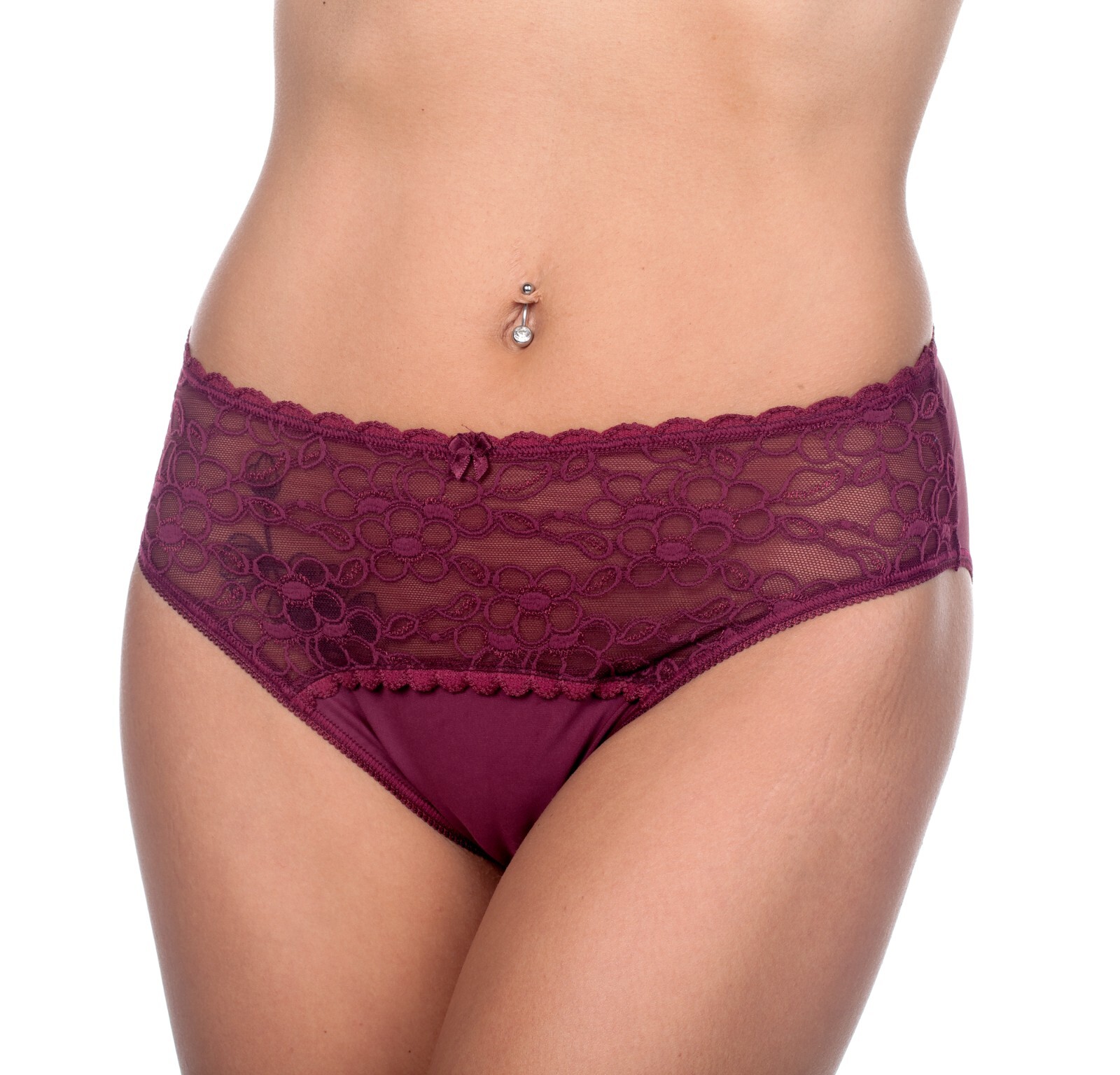 Belamy BRIEF Lace Panty 652S- BURGANDY, XS/S