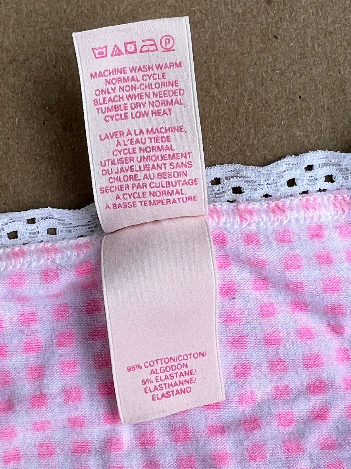 VINTAGE VICTORIA’S SECRET GINGHAM PINK CHECKED COTTON HIPHUGGER RUFFLE PANTY NEW