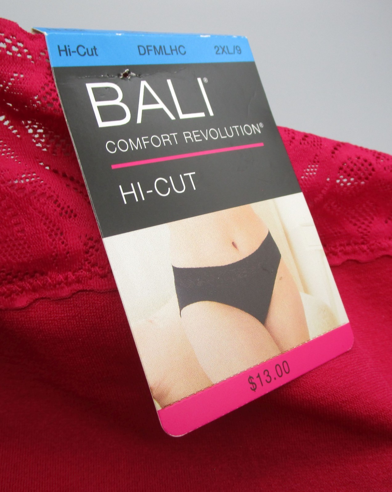 BALI~2XL 9~DFMLHC~Red Comfort Revolution Seamless Lace Trim Hi-Cut