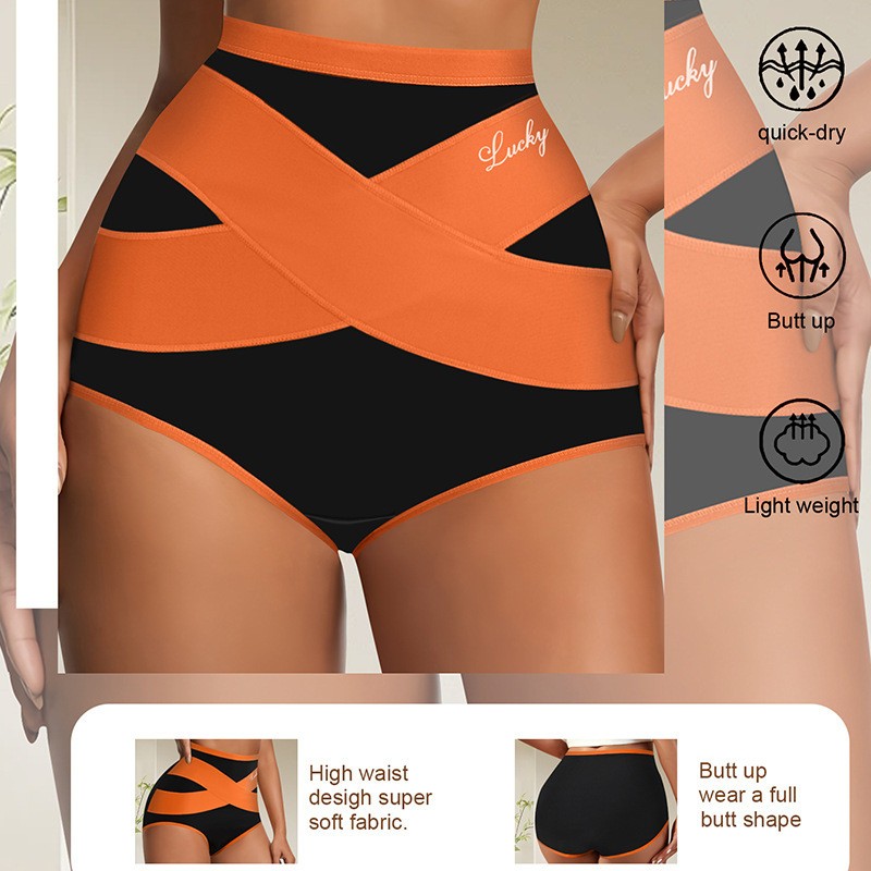 Ladies High Waist Tummy Control Panties Shaping Cross Strap Briefs Women