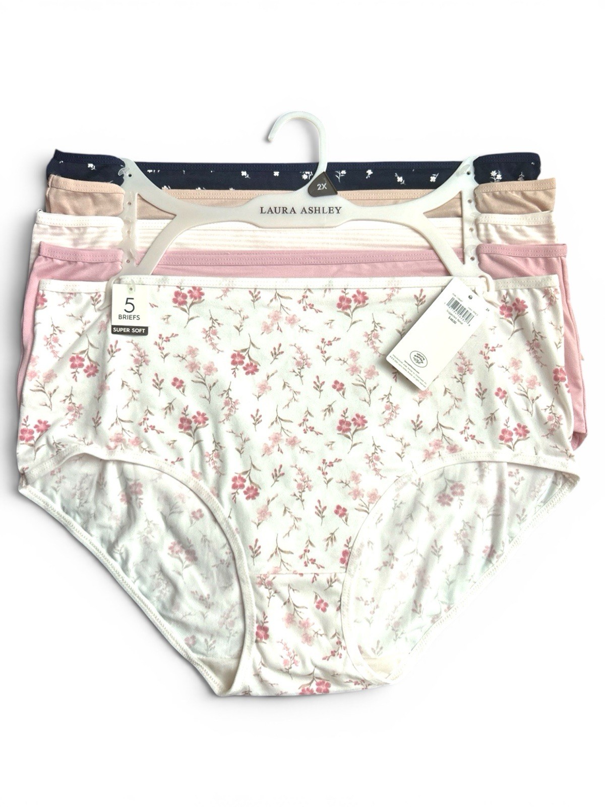 Laura Ashley Women’s Panties Sz 2X Pkg/5 Briefs Multi Colors Stretch MSRP $48