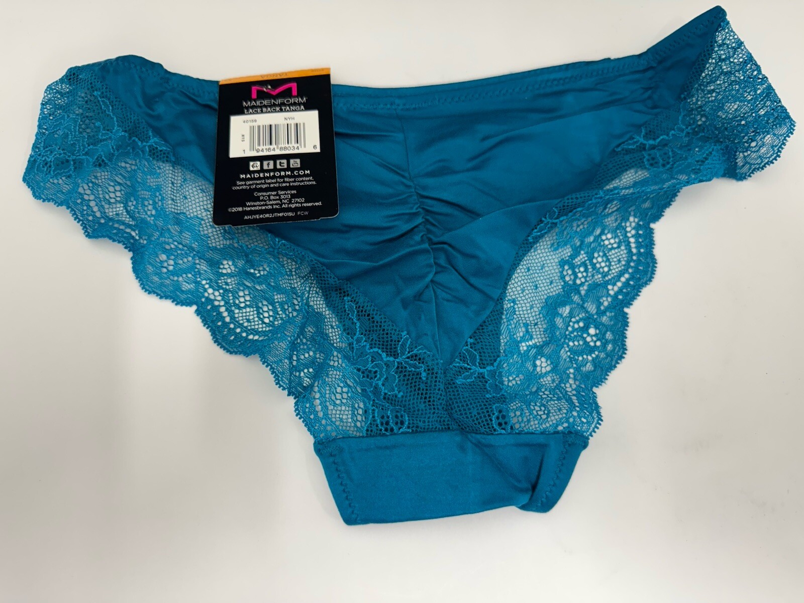 Maidenform Comfort Devotion Lace Back Tanga Panty -Blue – Size 5 – New