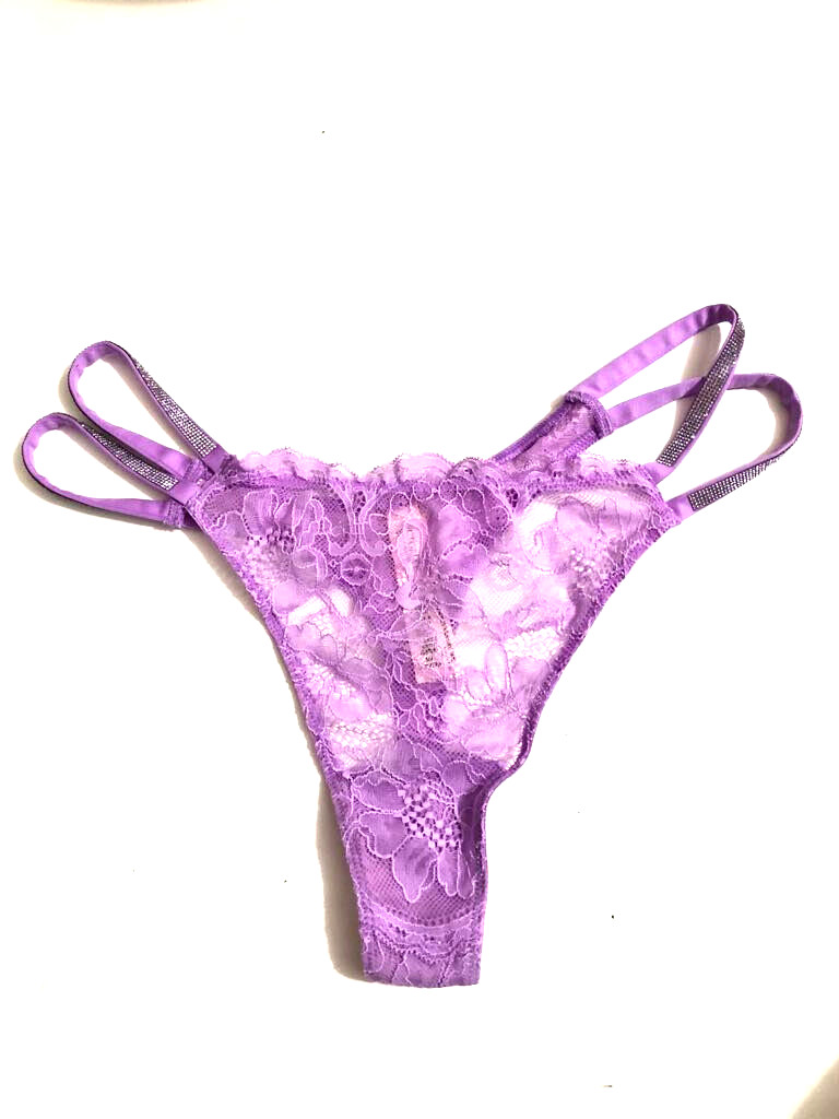 Victoria’s Secret Very Sexy Shine Double Strap Thong Panty Lavendar Lace NWT