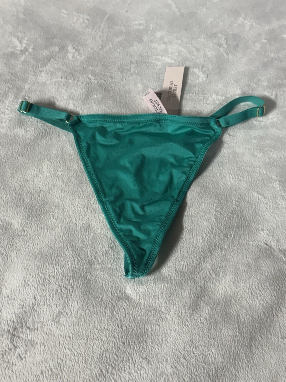 Victoria’s Secret V-String Panty Green Gold V-Hardware Strappy Thong NWT Size S