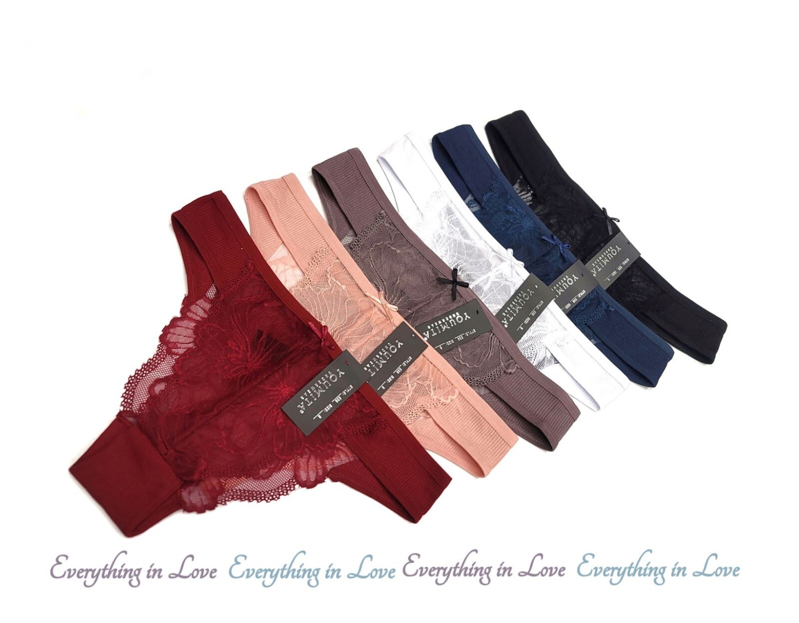 Youmita Rib and All Over Lace on Back Brazilian High Cut Cheeky Hipster Panty