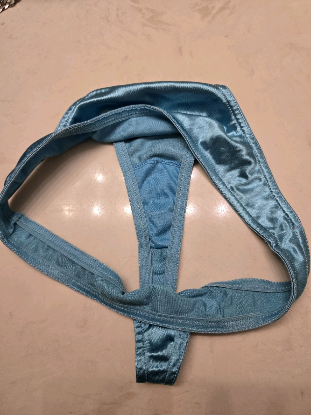 Vintage blue Satin Thong Unbranded Size Medium New Old Stock