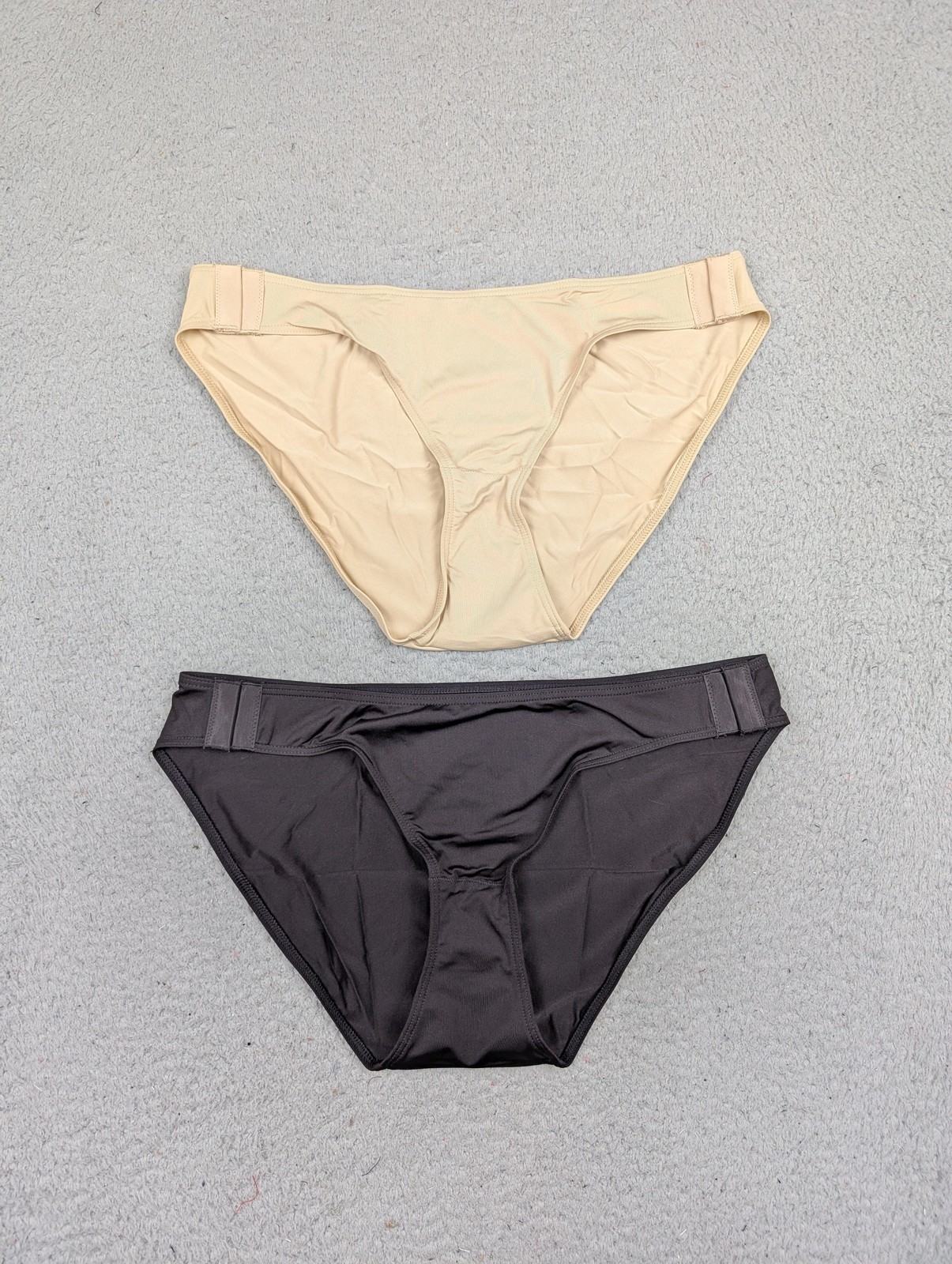 Slick Chicks Bikini Panties Womens Large Black Beige 2 Pack Stretch Tagless