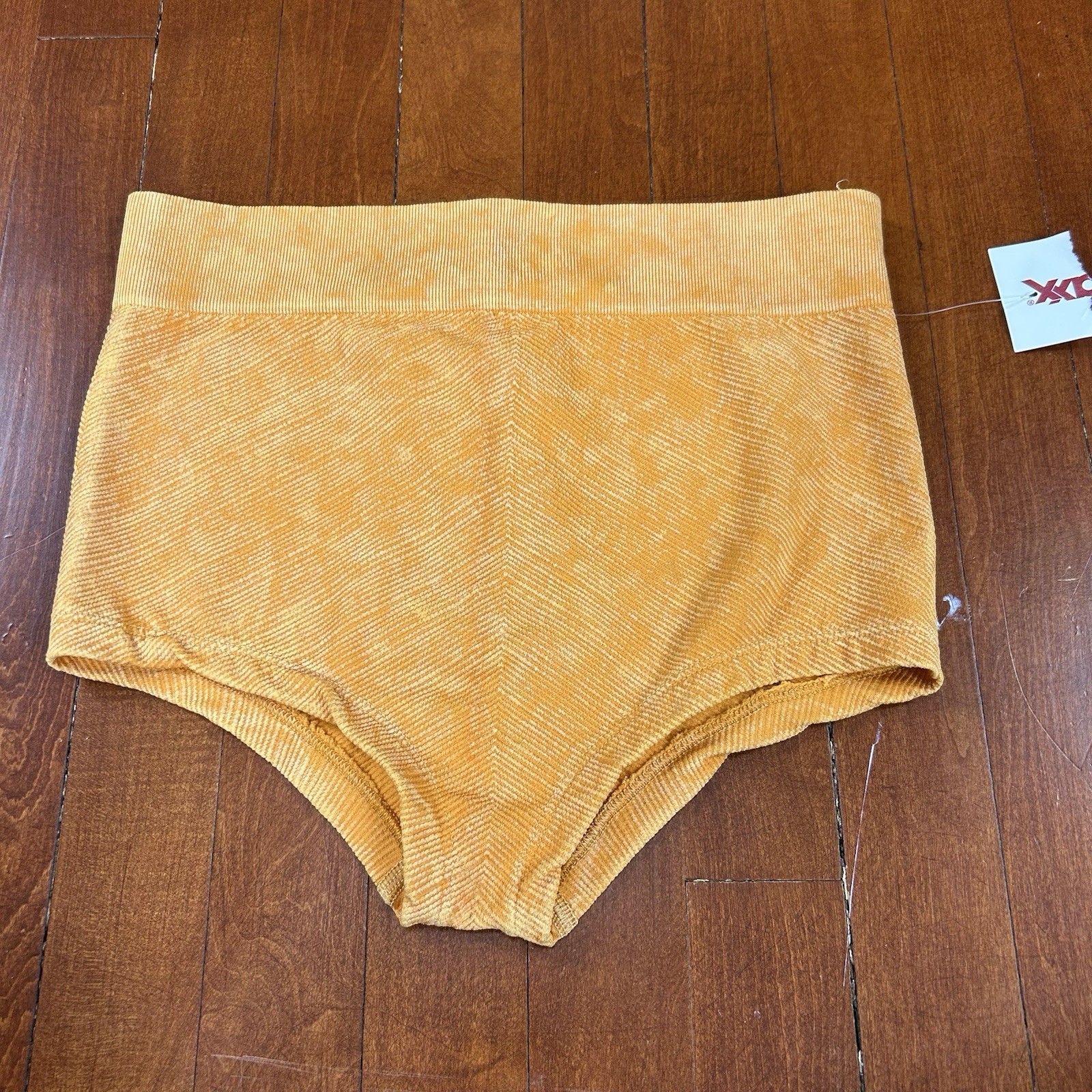 Anthropologie Marigold Yellow Ribbed Womens Boy Shorts Retro High Waist XS BOHO