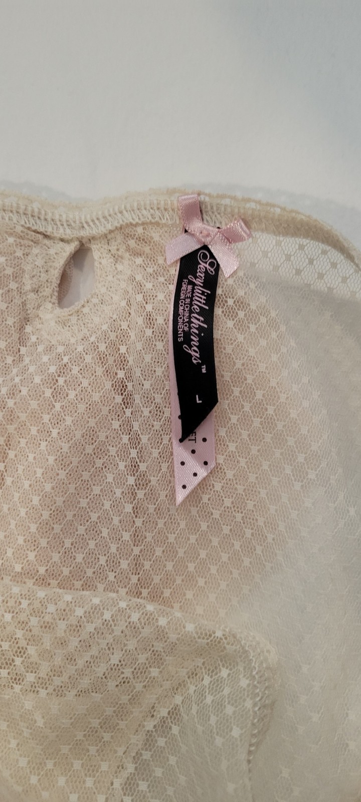 Victoria’s Secret Sexy Little Things Beige Lace Front & Back Bow Bikini Panties