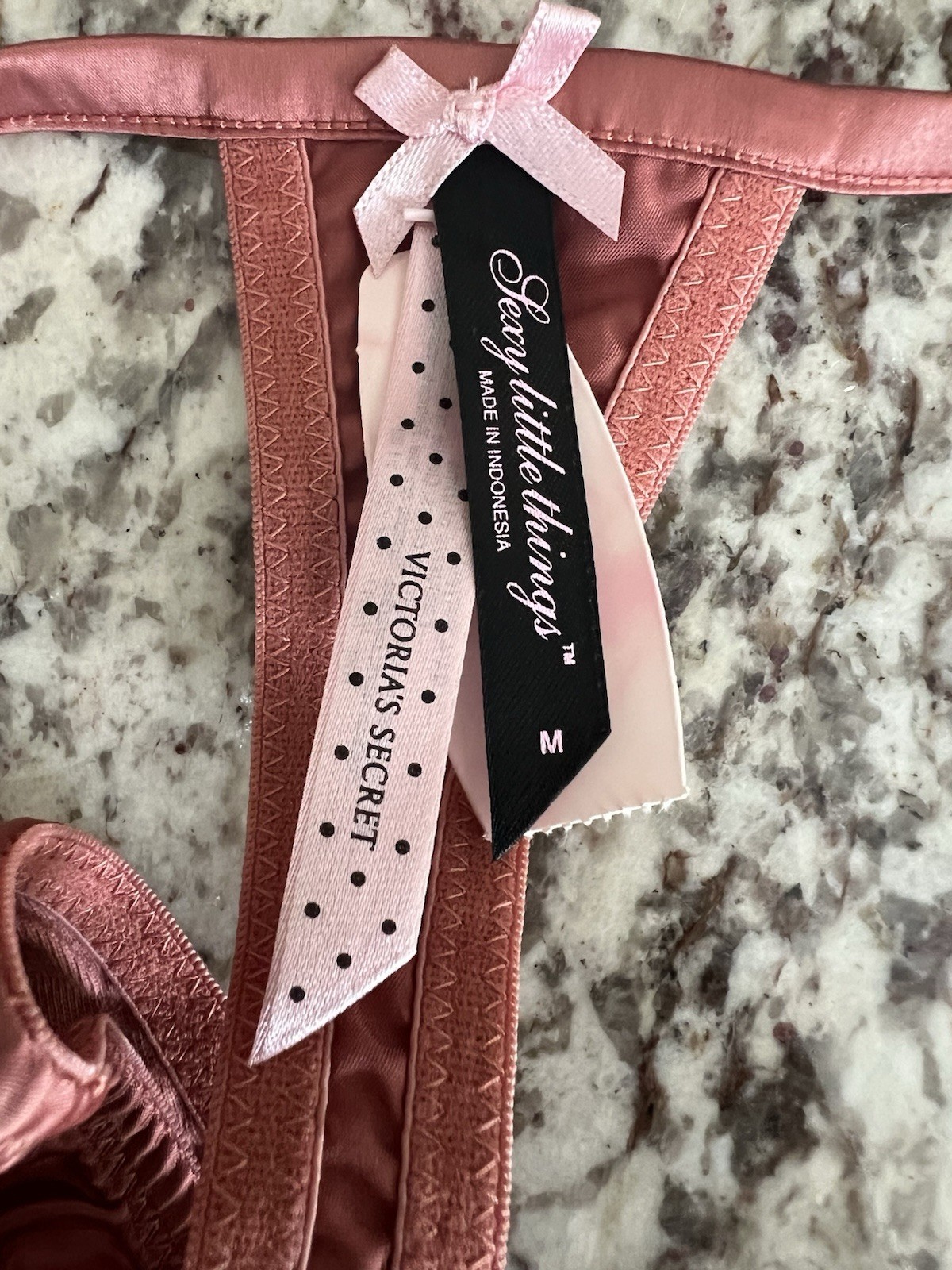 True Vintage Victoria’s Secret Sexy Little Things Satin Ruffle Thong Panties MED