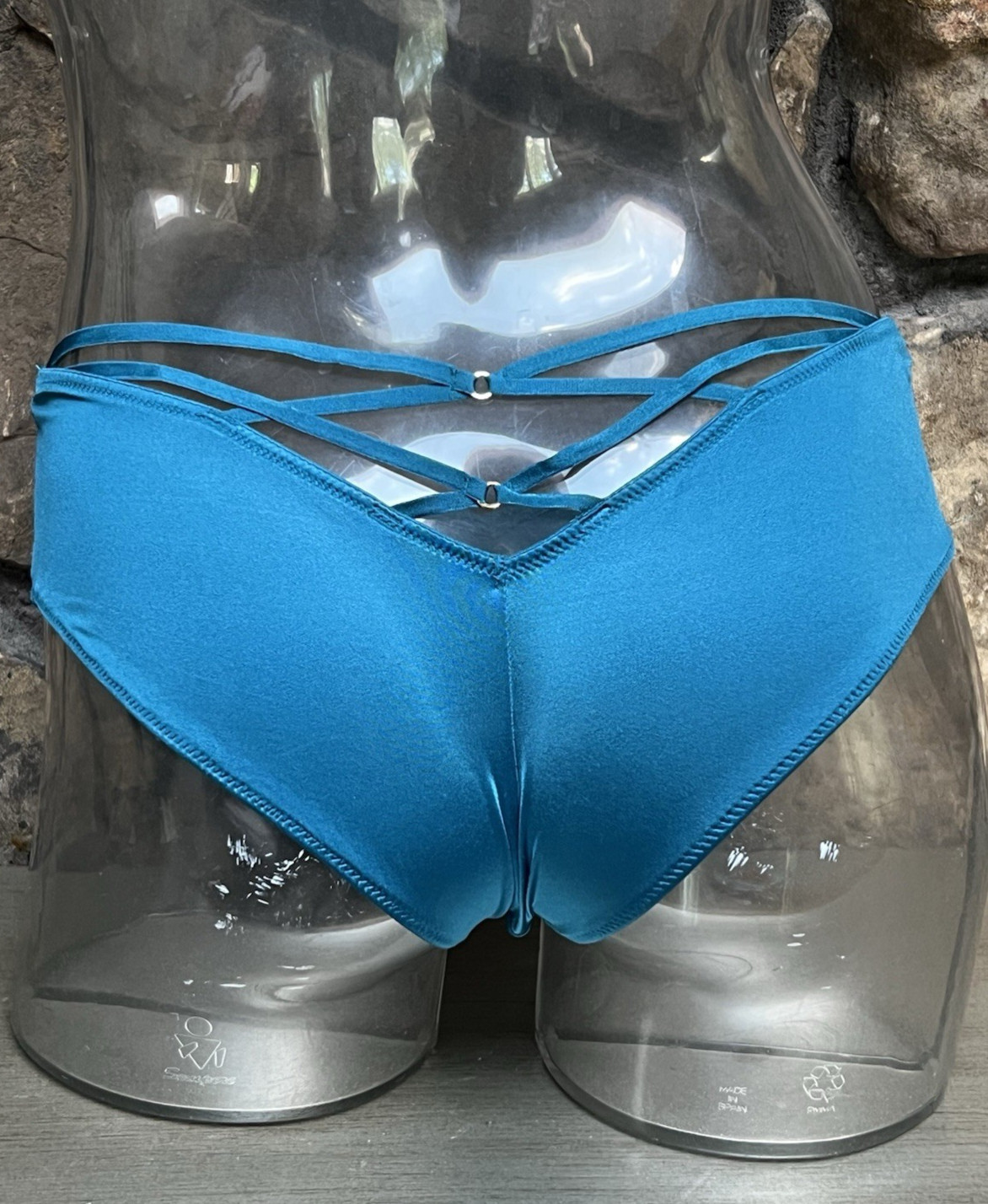 Victoria’s Secret High Leg Satin Cheeky Panty TURQUOISE BLUE Sz S NWT$16.95