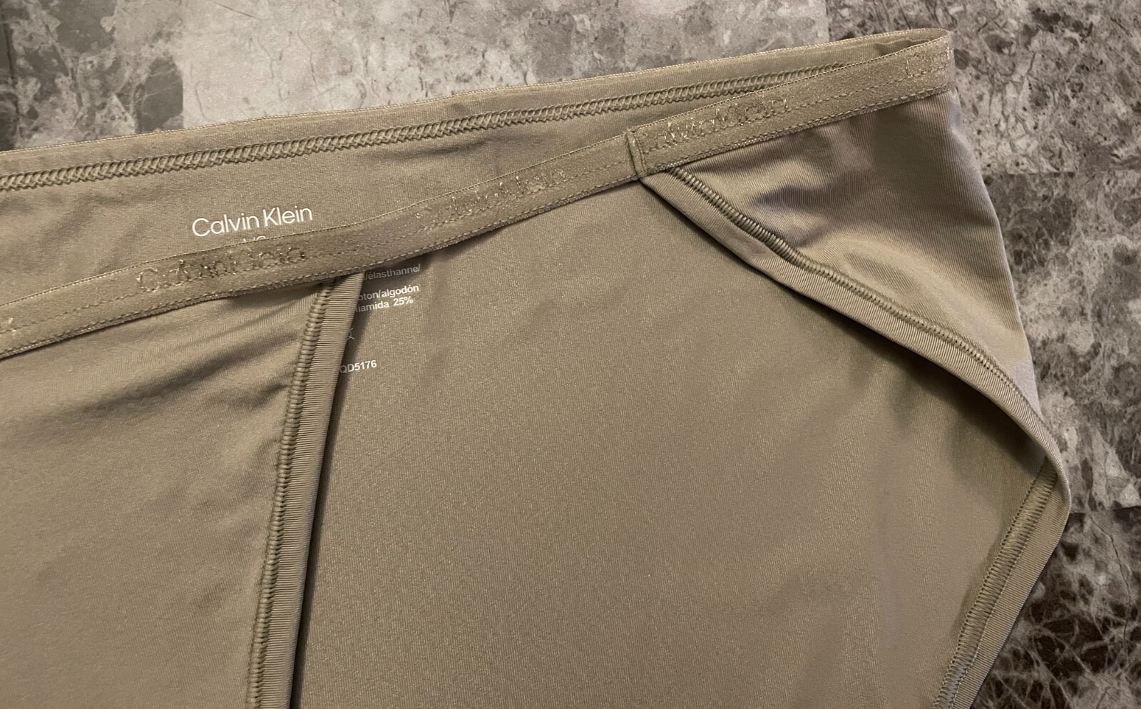 NWT CALVIN KLEIN DARK KHAKI THIN SMOOTH MICRO STRETCH STRING BIKINI PANTIES