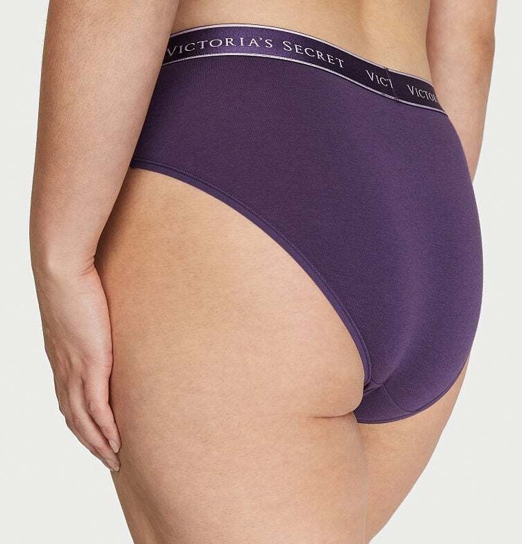 Victoria’s Secret Sexy Hiphugger Smooth Classic Purple Block LOGO Shine XS NWT