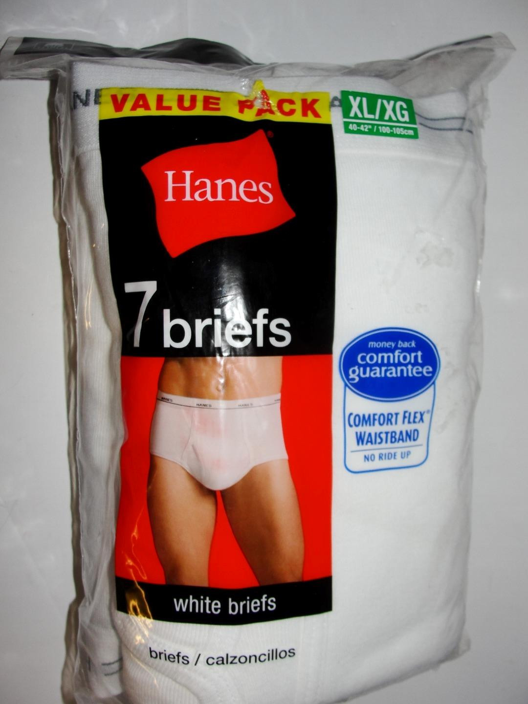 Hanes Value Pack 7 Pair Comfort Flex Waistband White Briefs Men SZ XL 40-42 New