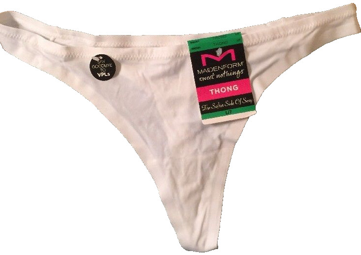 Maidenform Bridal White Thong Panties L(7) Sexy Solid No Visible Panty Lines NWT