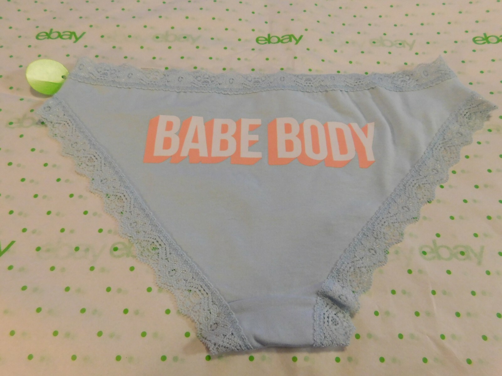 Flirtitude Women’s Bikini Panties Size LARGE Blu Freeze Babe Body Cotton W Lace