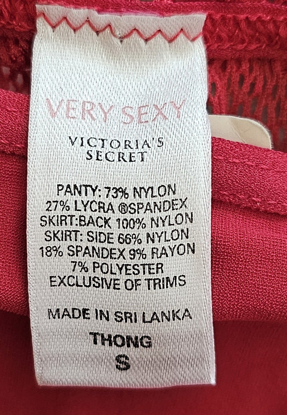 Vintage 2006 Size Small Very Sexy Thong Victoria’s Secret Red Nylon New