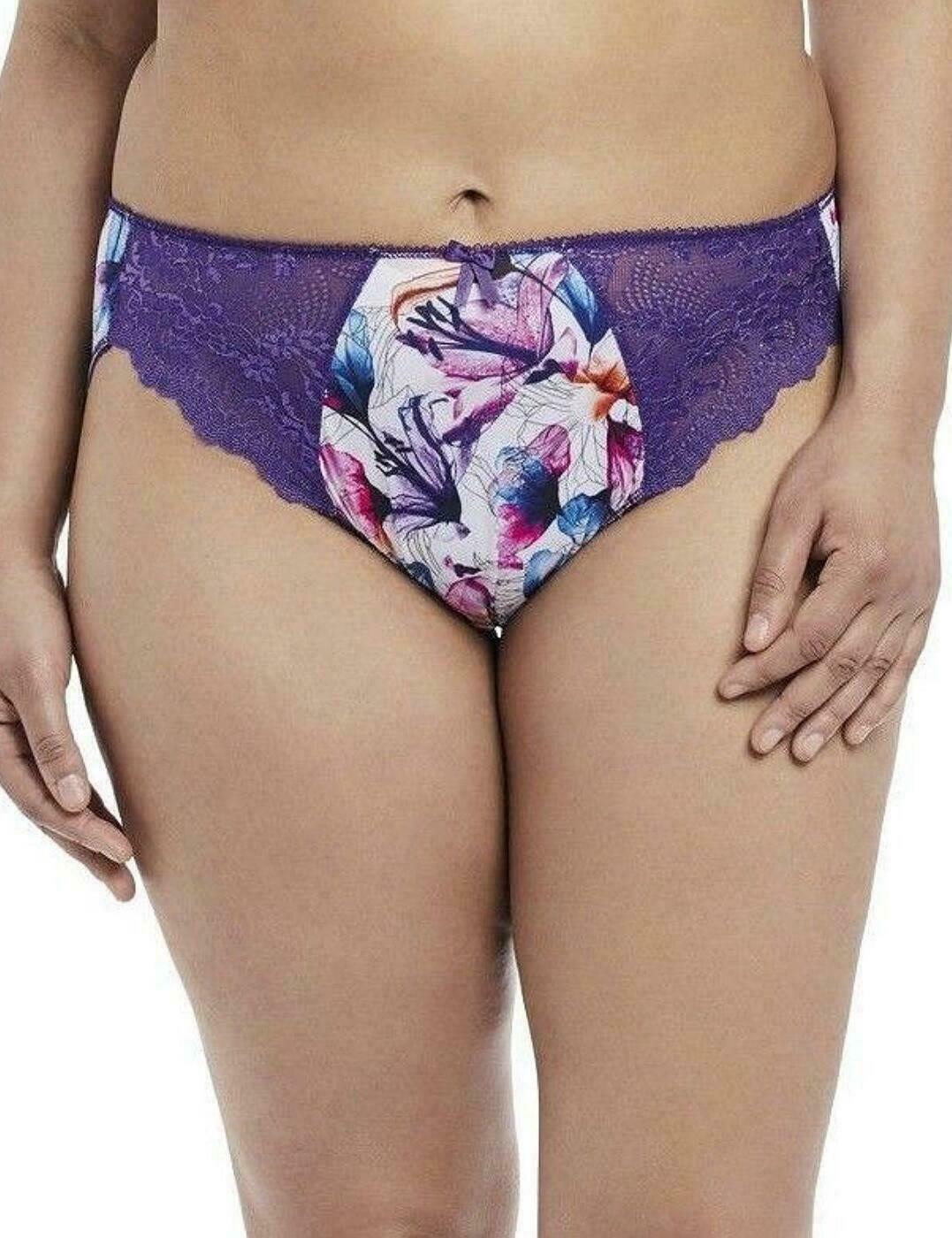 Elomi Morgan Brief Panty #EL4115 Sizes M & L Purple Lily Print New w/ tags
