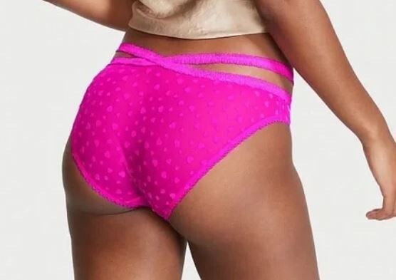 Victoria’s Secret Pink Heartbreaker Bikini Panty Size L Bali Orchid Hearts NWT