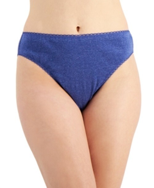 CHARTER CLUB Everyday Cotton High-Cut Brief Underwear Blue Heather PICK SIZE