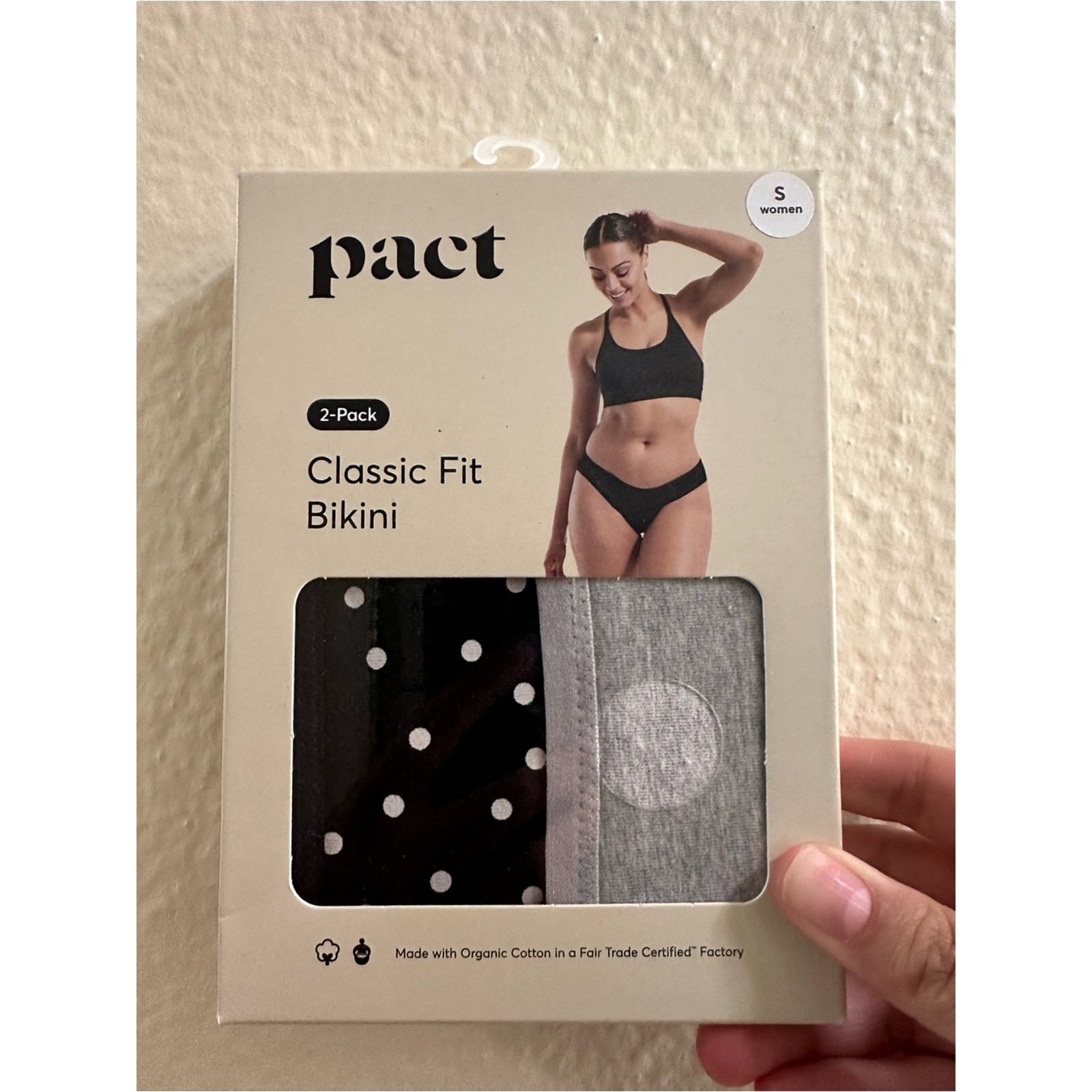 NWT Pact Sz S Organic Cotton Bikini Classic Fit Panties W/ High Cut Leg 2 Pack