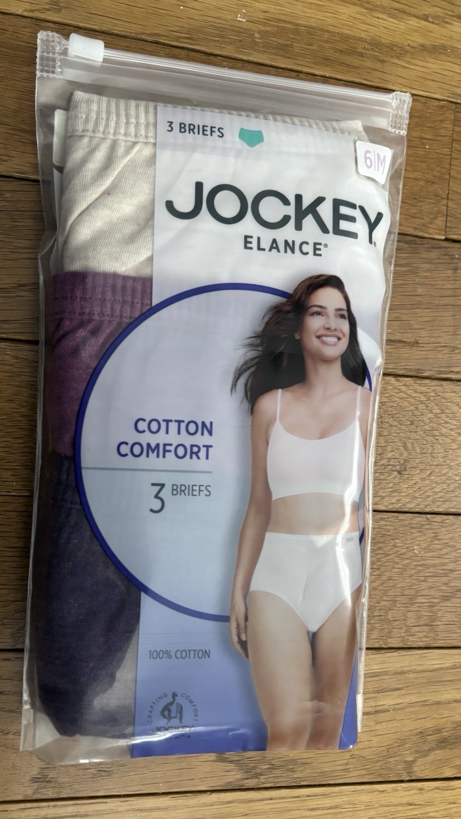 Women’s Size Medium or 6 Jockey Elance 3-Pack Comfort Brief Panty 100% Cotton