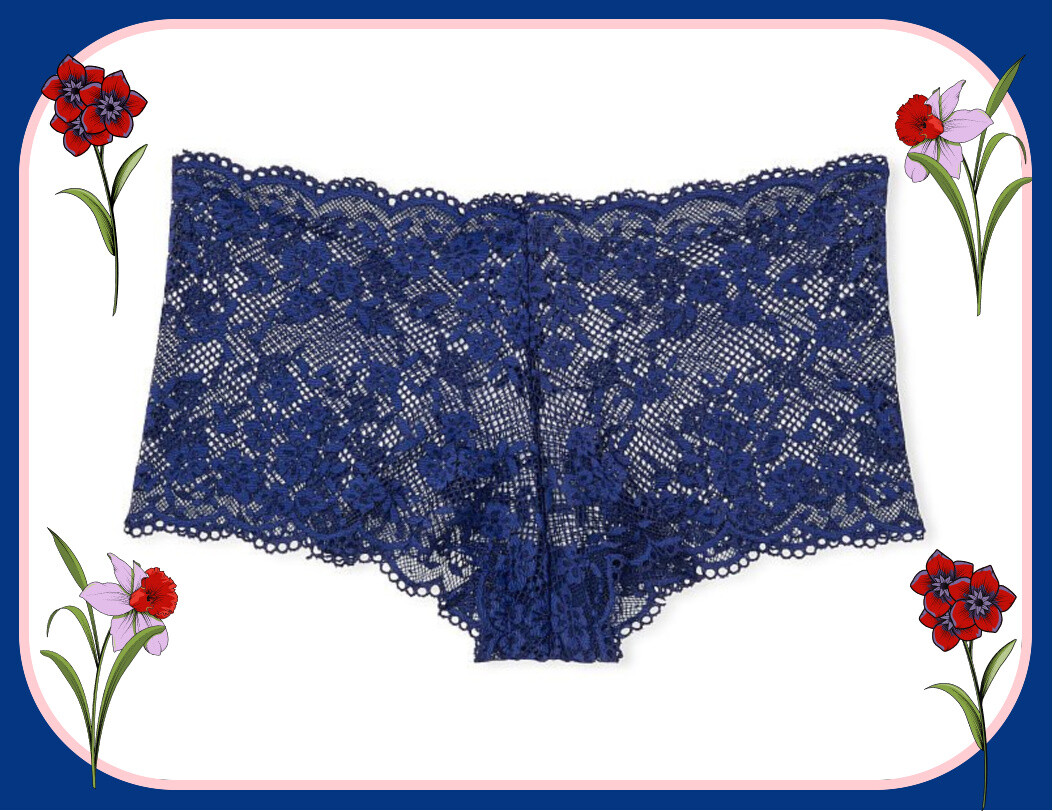 $25 M L XL XXL Navy Love Cloud LACE Victorias Secret SHORTIE BOYSHORT Pantie