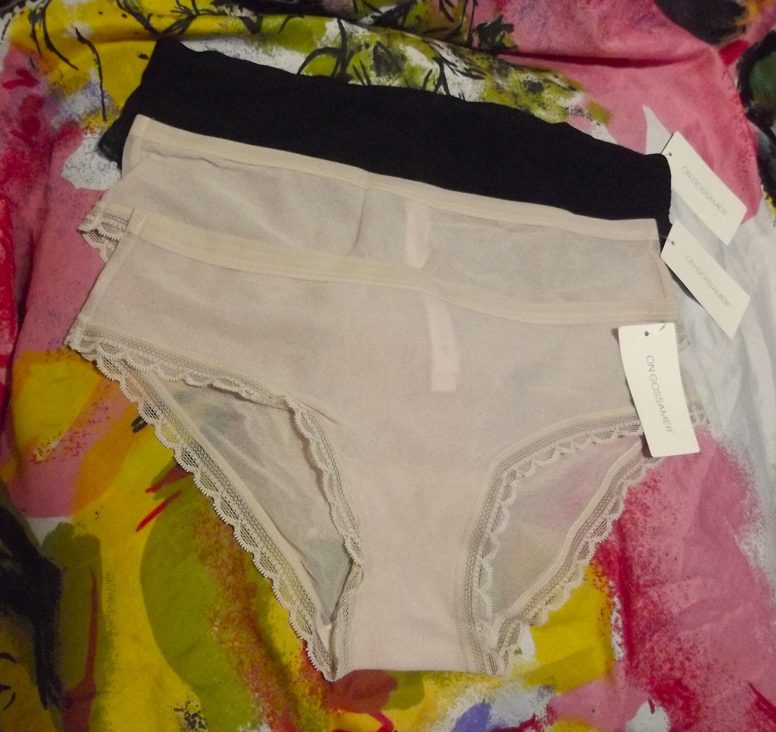 3 NEW ON GOSSAMER G0110 NEXT TO NOTHING CH MF LACE TRIM MODERN BRIEF PANTIES S