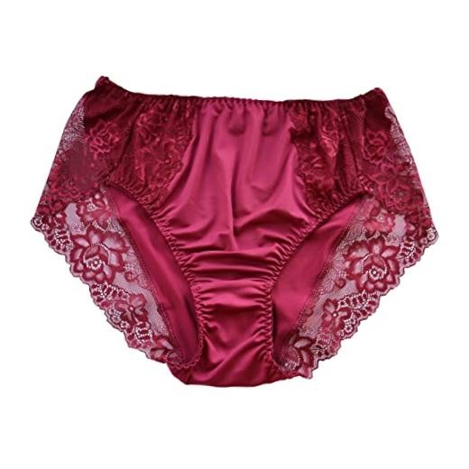 Women’s Plus Size Briefs Hi Cut Full Brief Panty Lace Trimmed 11 Plus Burgandy