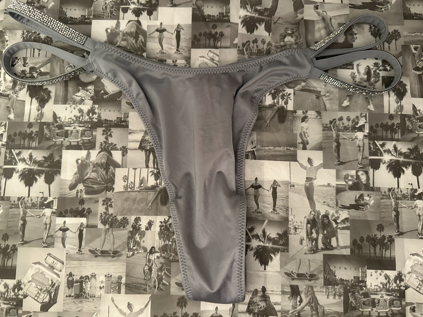 NWT Victoria’s Secret Very Sexy Double Shine Strap Smooth Thong Panty Sterling M