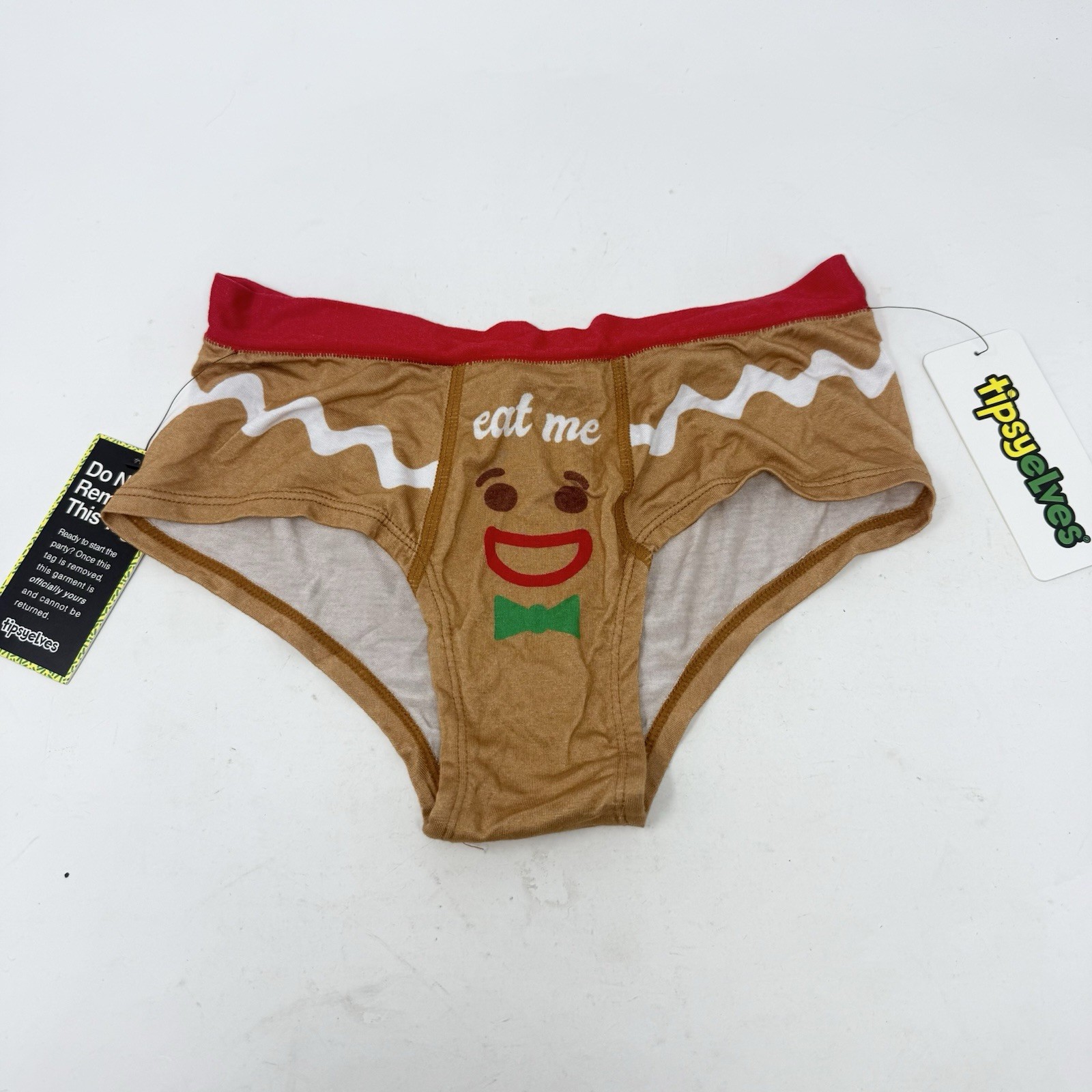 NWT Tipsy Elves Womens Gingerbread Eat Me Cookie Underwear Size S White