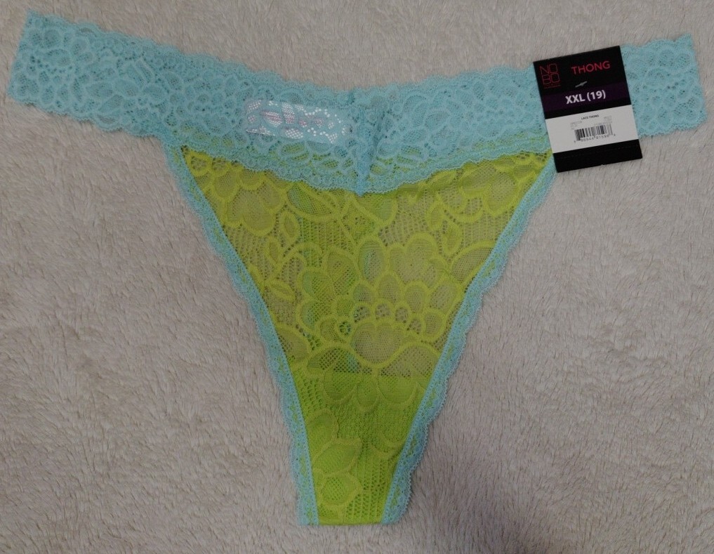 • NWT No Boundaries All Over Lace Thong Panties Size XXL (19) Blue & Green