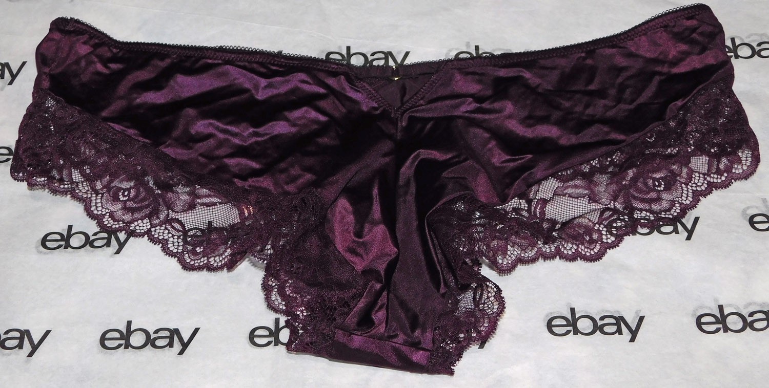 NEW Victoria’s Secret Very Sexy Cheeky Panty Pink Satin Lace XL Wine VS