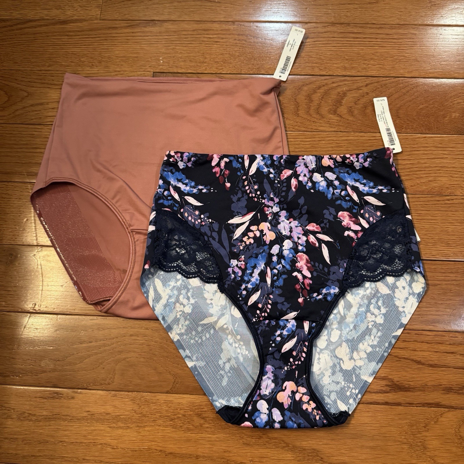 SOMA High Waist Brief Panty Lace Clay Rose Bloom Brightly Navy LARGE NWT