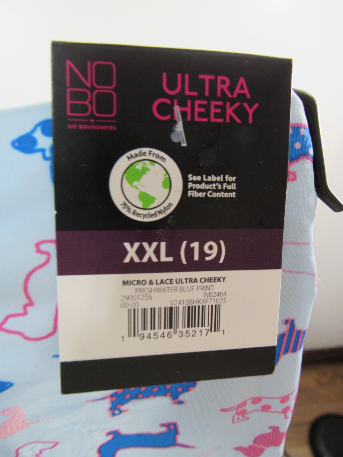 New No Bo Micro & Lace Ultra Cheeky Size XXL 19 Blue Dogs Back Lace