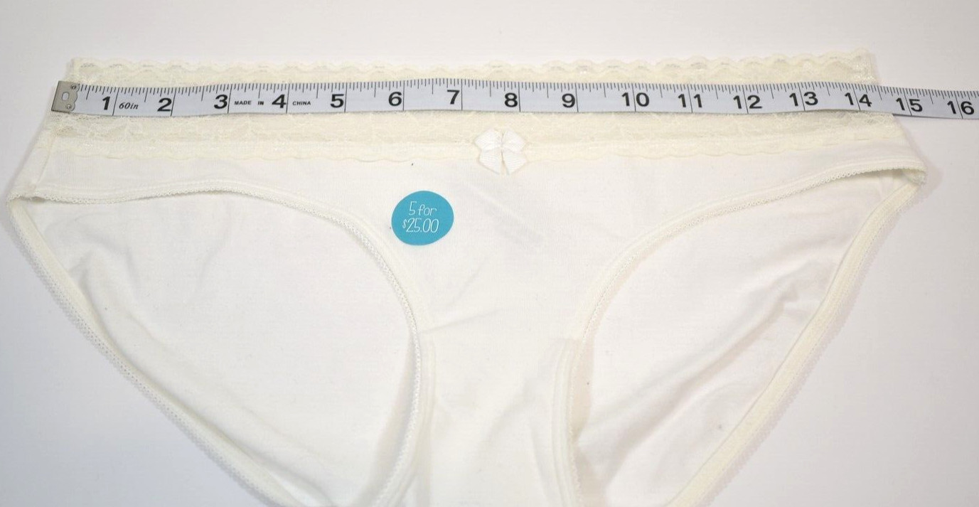 Women’s BP Under Cover 4 Pairs of White Hipster 97% Cotton Panty Size L