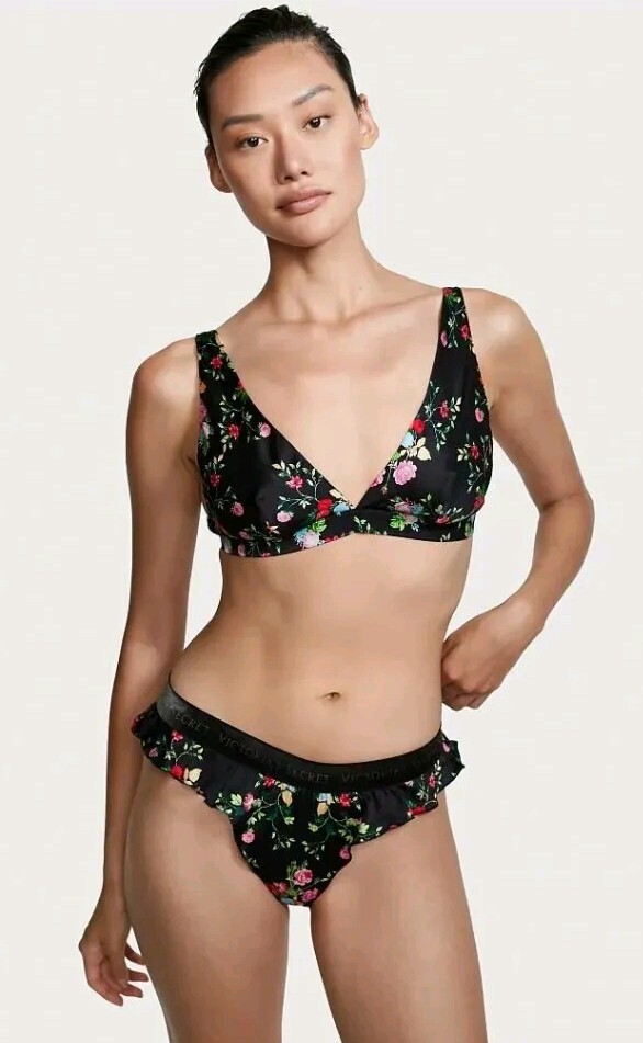 Victoria’s Secret size XS washable silk high leg ruffle thong panty NWT
