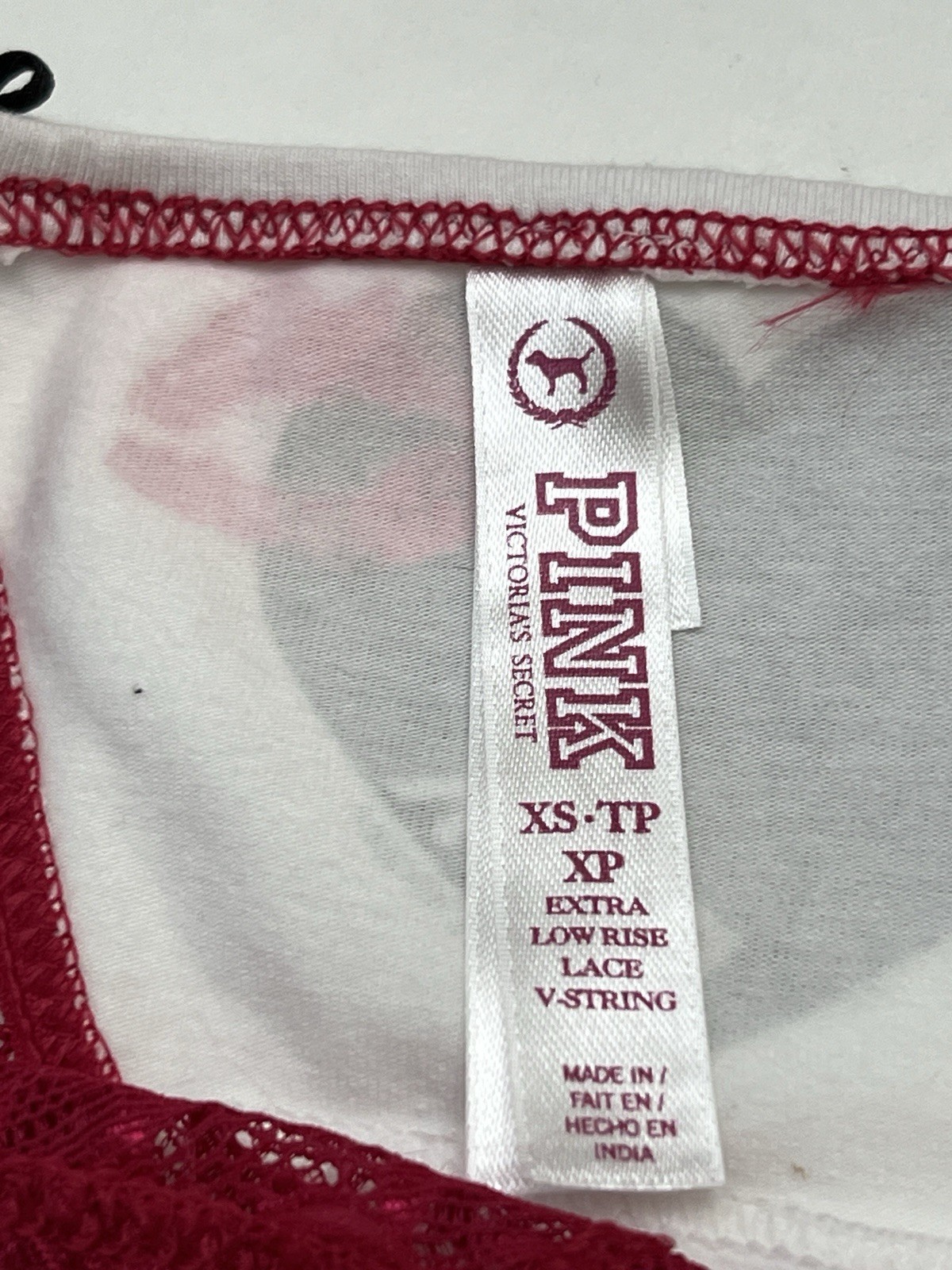 NEW Victoria’s Secret VTG PINK Scrible Graphic Cotton V-String Thong Panties XS