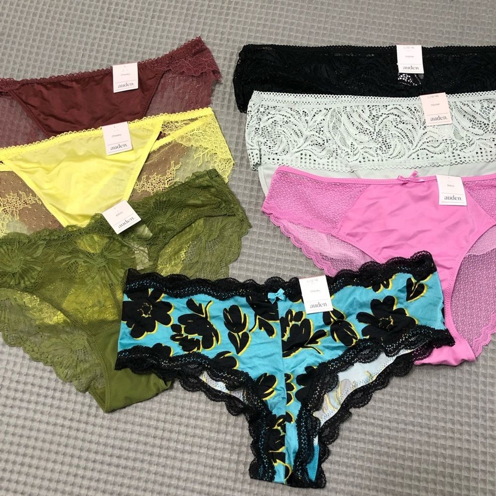 Auden Set 7 Lace Panties Womens L Feminine Lace Briefs Assorted Colors Undies
