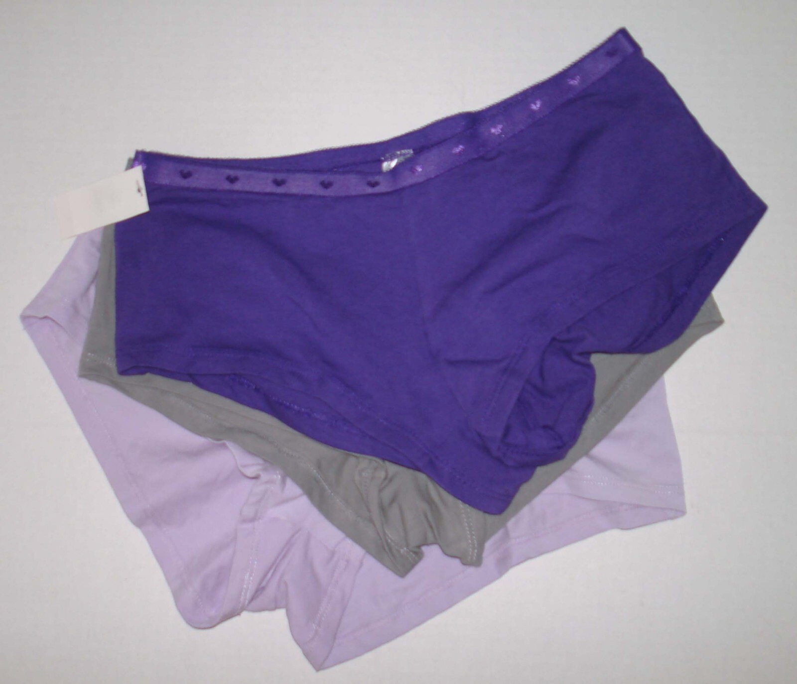 SECRET TREASURES Pack Of 3 BOYLEG BOYSHORT BIKINI PANTIES GRAY PURPLE 5 SMALL