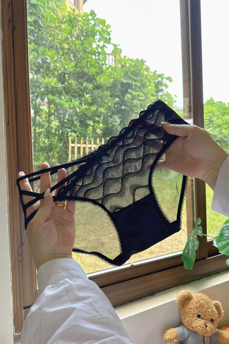 Lace Mid Low Rise Underwear Lightweight Breathable Sexy Triangle Pants