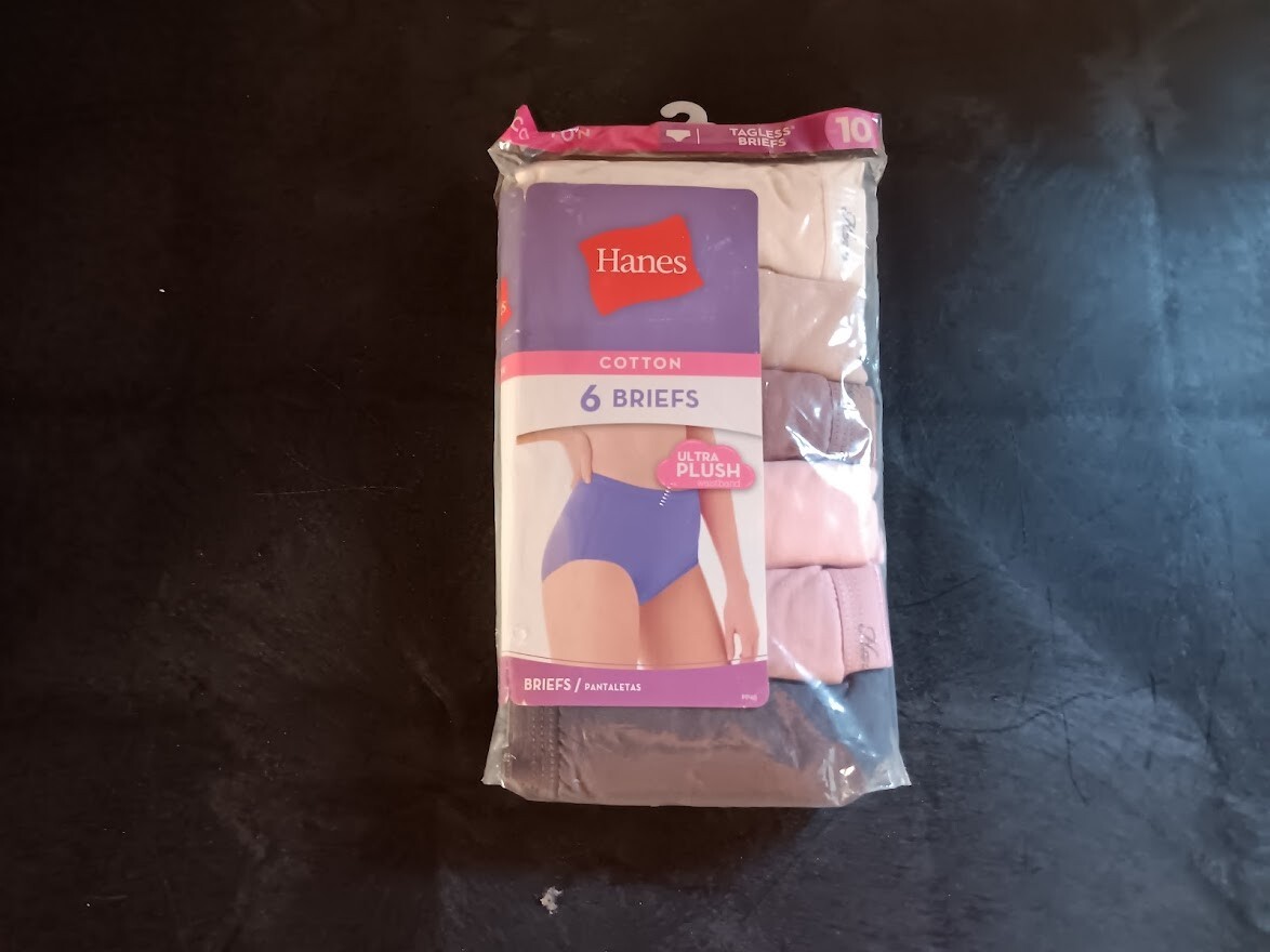 Women’s Hanes Briefs Ultra Soft Panties Size 10 Cotton 6 Pair No Ride Up NEW