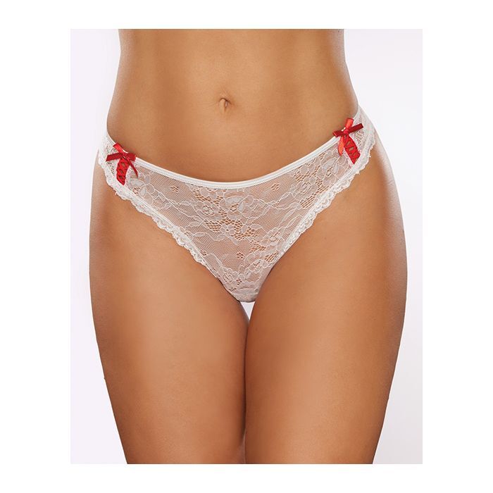 Allure Kisses & Bows Thong Panty w/Lace-Up Detail O/S