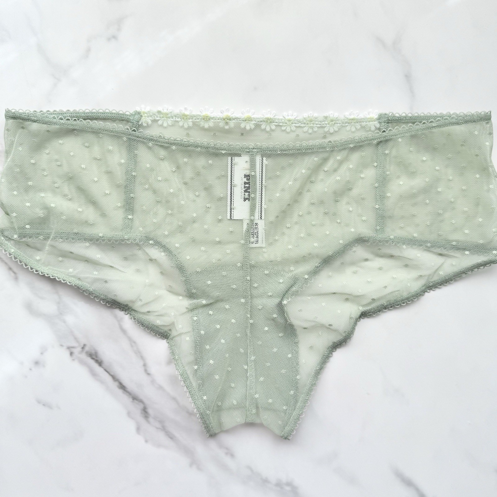 PINK Victoria’s Secret Wink Dot Mesh Cheeky Panty Green Garden SZ XL