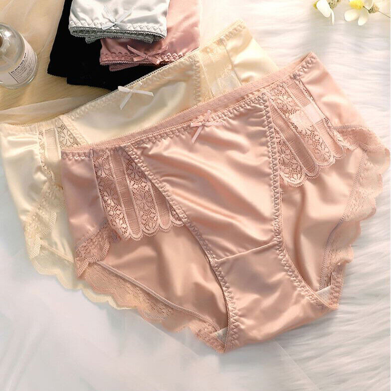 1/5 Pack Lot Women Briefs Bikini Side Lace Satin Panties Undies Satin Silky Cool