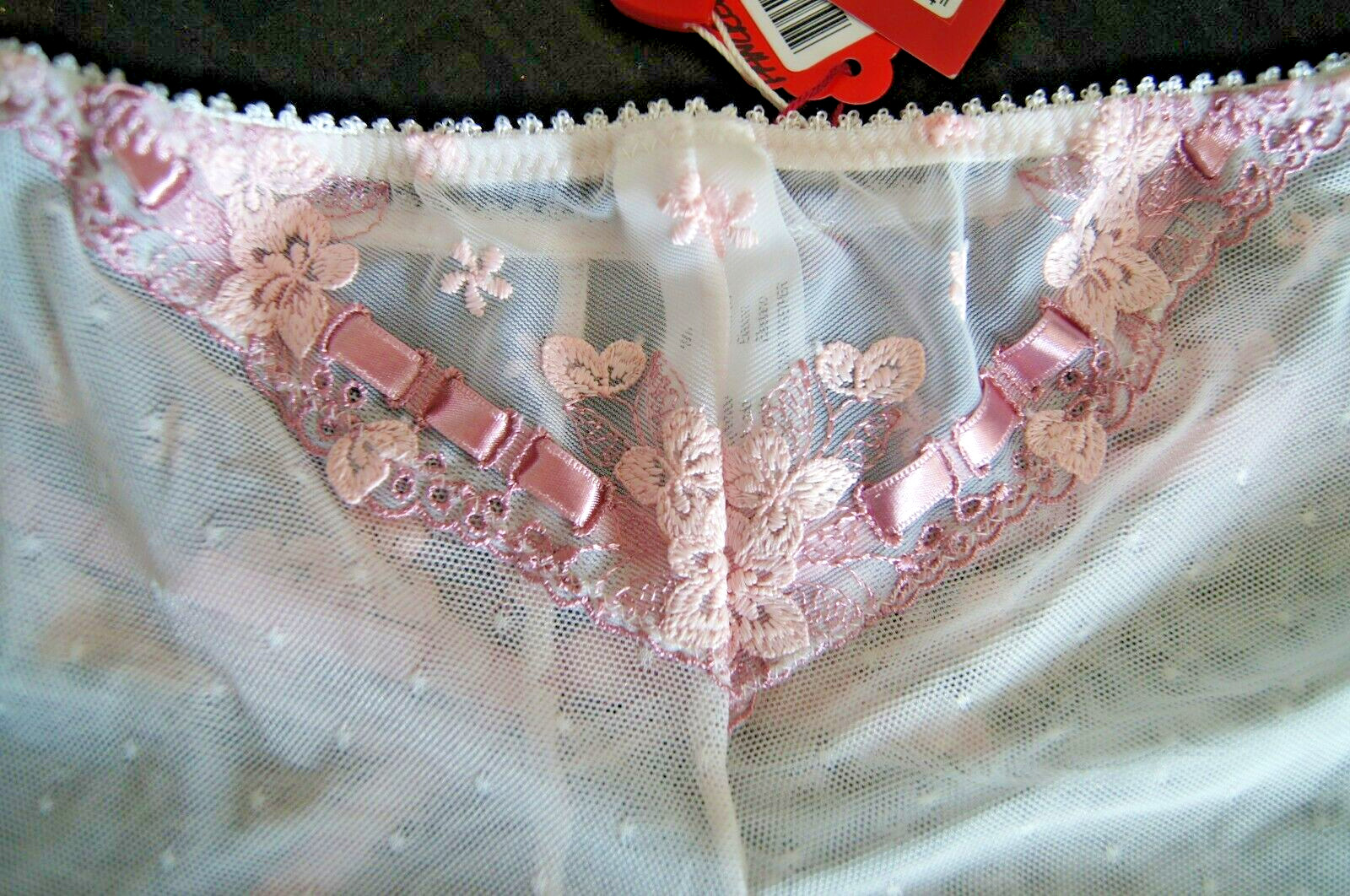 Frillys By Panache Sheer Ivory/Pink LOUISE Floaty Shorts Style 4264
