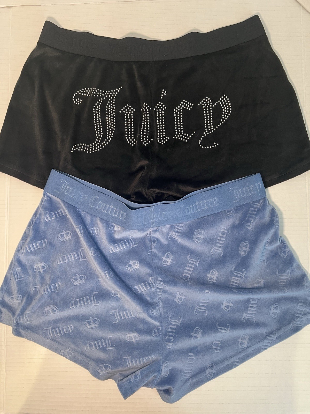 Juicy Couture Women’s Boyshort Pj Shorts 2-Pack Black/Blue Logo Size M