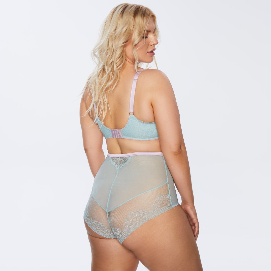 Sheer High Waist Tulle Brief Panty NWT Women’s Lingerie Kinga Pastellove Mint
