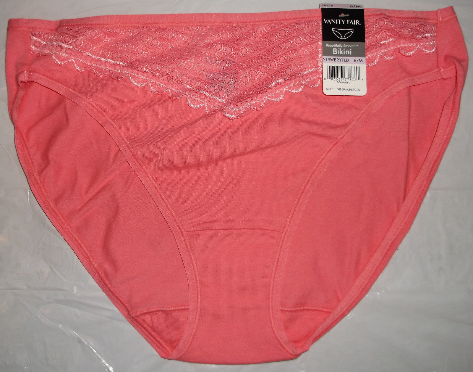 NWT Vanity Fair 18128 Beautifully Smooth Bikini cotton panty panties 5 6 7 8 CLR