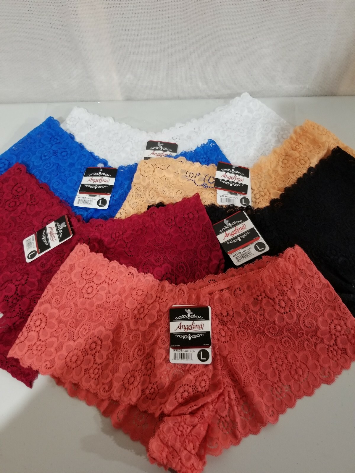 ANGELINA women’s lace Panties Hipsters 6 Pack Size Large